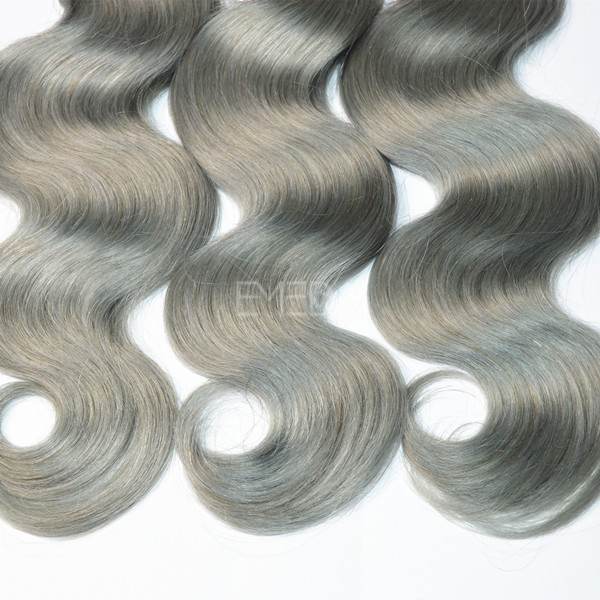 Ombre grey two tone body wave hair weft  zj0037